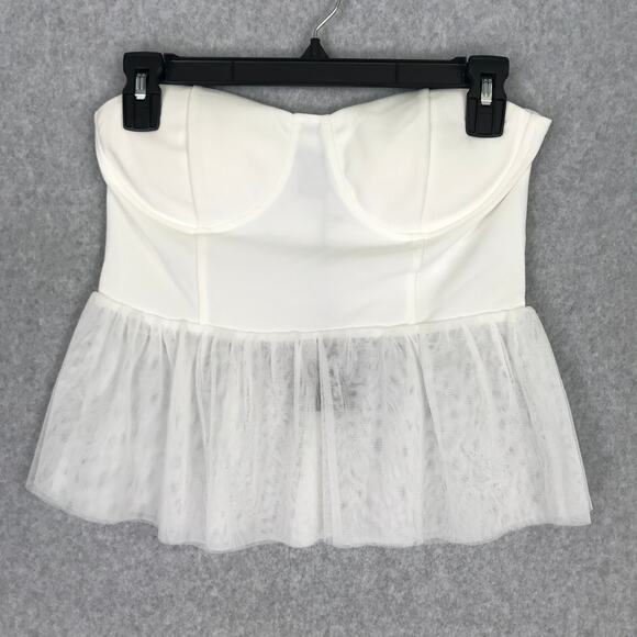 Sincerely Jules Crop Top Womens Small White Corset Bustier Ruffle Tulle Twee - Picture 1 of 9